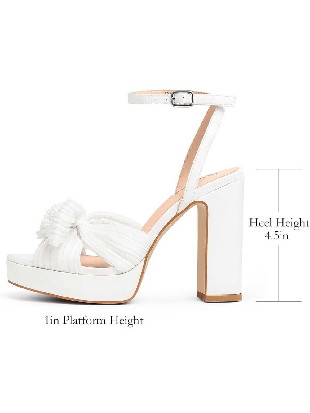 Bridal Open Toe Bow Platform Heels - Picture 3 of 14